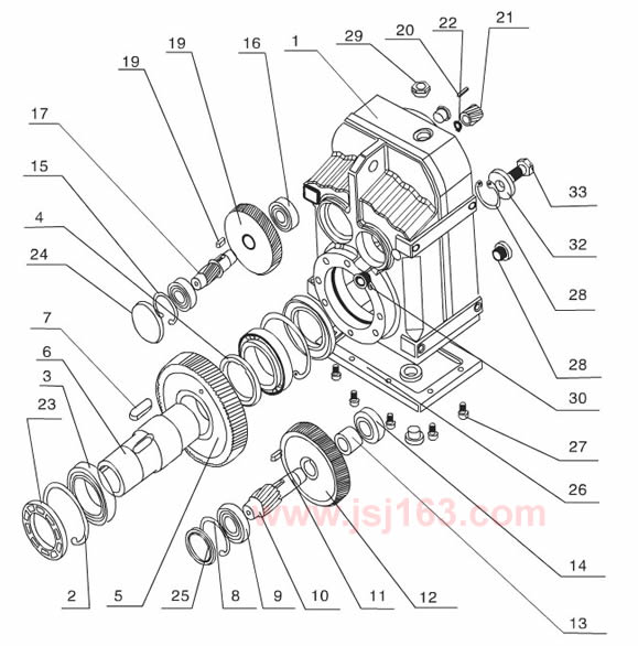 F系列减速机内部结构装配图